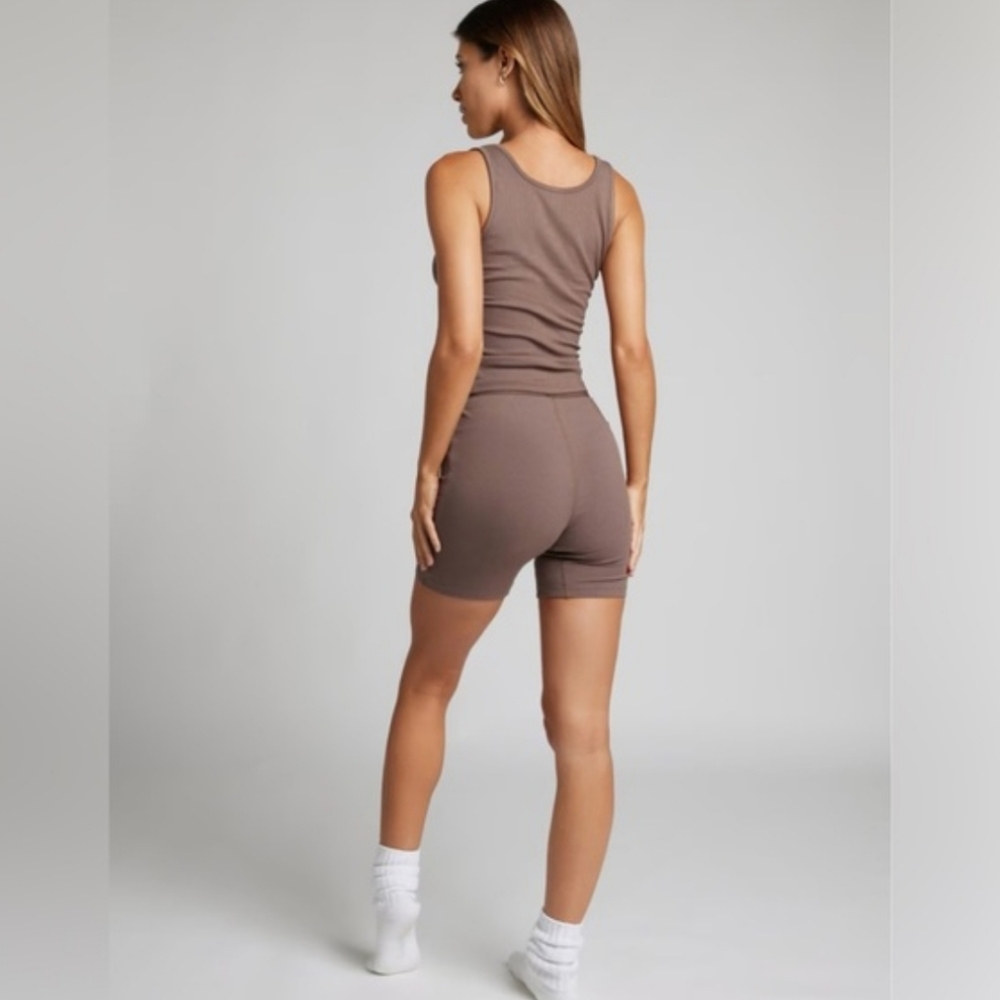 Comfrt Brown Soft Ribbed Tank And Boxer Athleisure Lounge Set Size XL - Picture 3 of 9